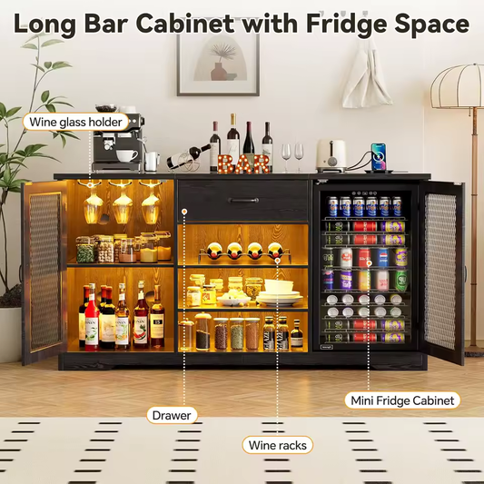Luxury Bar Cabinet with Beverage Cooler | Home Bar Furniture